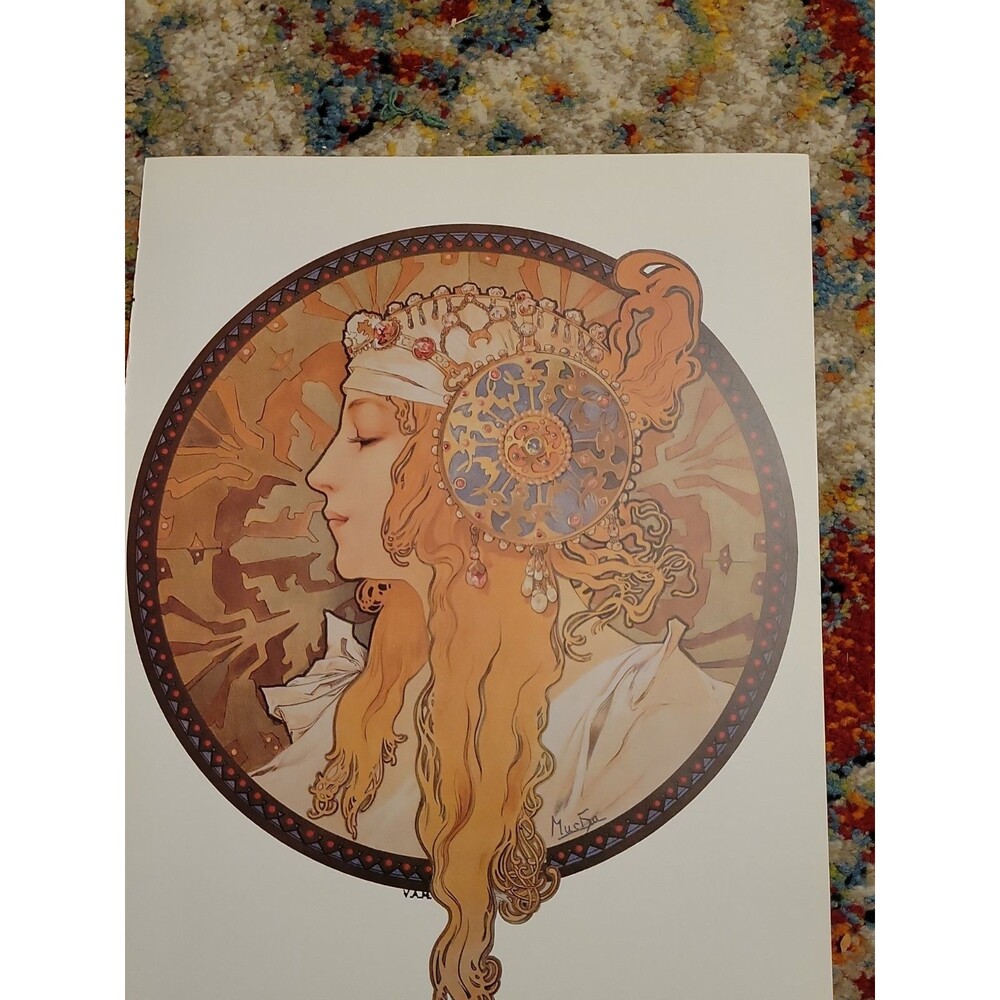 Byzantine Head Poster Art of Alfons Maria Mucha from 1900's 15” x 11” Unframed